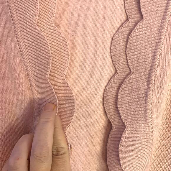 Cable and Guage Blush Pink Scalloped Bolero Sheug Cardigan, Women’s Size Medium - Picture 5 of 12